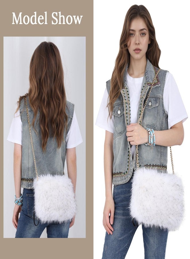 Fecialy Faux Fur Handbags for Women Furry Clutch Cute Fluffy Crossbody Bag Fuzzy Shoulder Evening Purse - Image 2