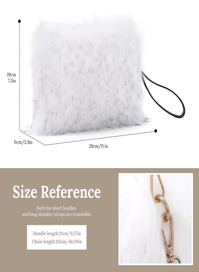Fecialy Faux Fur Handbags for Women Furry Clutch Cute Fluffy Crossbody Bag Fuzzy Shoulder Evening Purse - Image 4