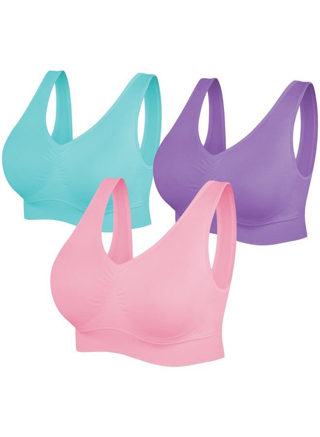 SIMIYA Womens Sports Bras, Yoga Comfort Seamless Stretchy Sports Bra for Women 3 Pack - Image 1