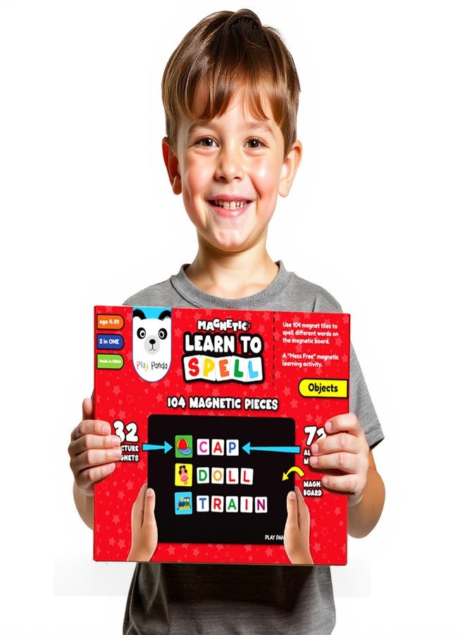 Play Panda Magnetic Learn to Spell : Objects with 32 Picture Magnets, 72 Letter Magnets, Magnetic Board and Spelling Guide - Image 2