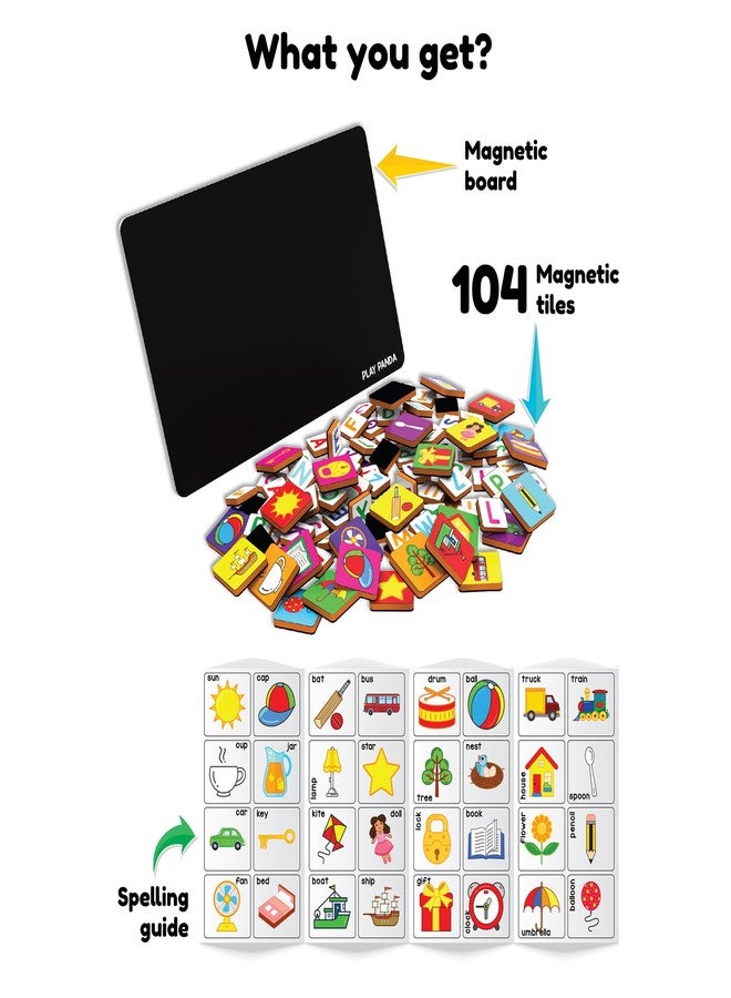 Play Panda Magnetic Learn to Spell : Objects with 32 Picture Magnets, 72 Letter Magnets, Magnetic Board and Spelling Guide - Image 5