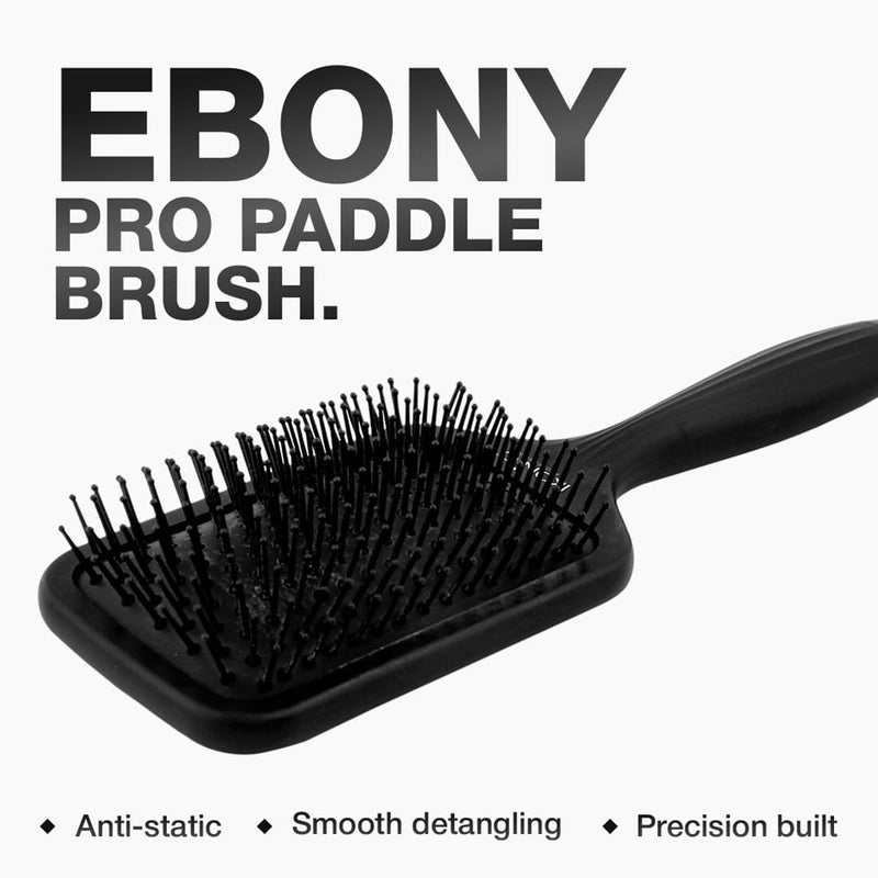 IKONIC Professional Pro Paddle Hair Brush, Detangling Hair, Anti Static Brush, Ionic Technology, Ideal for Men & Women, Salon/Personal Grooming, Straightening, Smoothening, Heat Resistant - Black - Image 1