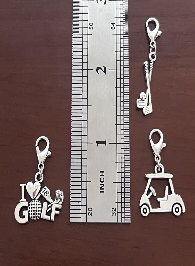 AMOBESTER 3psc Golf Clip on Charms Golf Carts Golf clubs I love Golf Lobster Clasp Charms Golf Jewelry for Necklace Bracelet Zipper Pull - Image 2