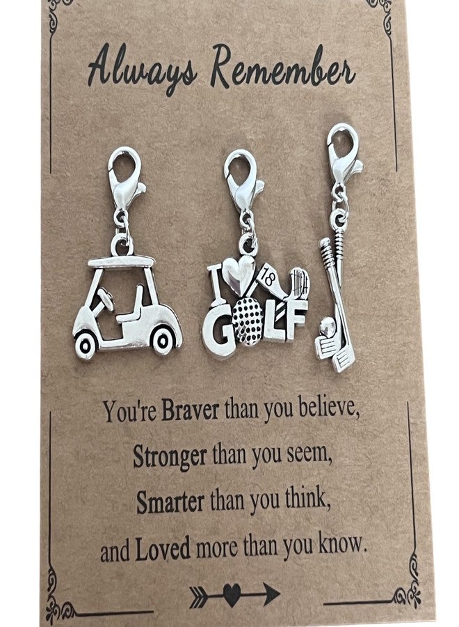 AMOBESTER 3psc Golf Clip on Charms Golf Carts Golf clubs I love Golf Lobster Clasp Charms Golf Jewelry for Necklace Bracelet Zipper Pull - Image 1