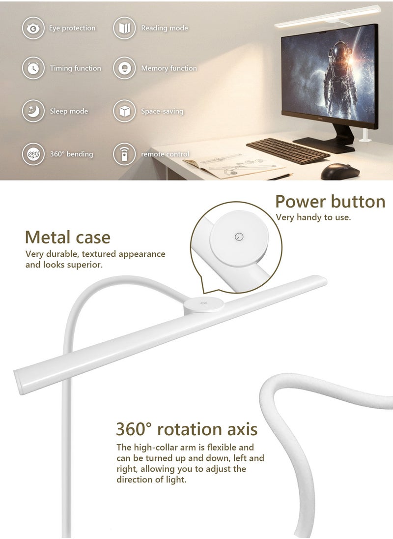 LOOPITYS - Desk Lamp with Clamp,3 Color Modes,Flexible Gooseneck Clamp Light, EyeCaring 18W Touch +Remote Control Color Brightness,Timer for Office,Study,2180 LUX Energy Conservation (WHITE) - Image 1
