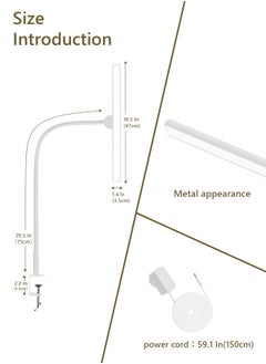 LOOPITYS Desk Lamp with Clamp,3 Color Modes,Flexible Gooseneck Clamp Light, EyeCaring 18W Touch +Remote Control Color Brightness,Timer for Office,Study,2180 LUX Energy Conservation (WHITE)  - Image 5