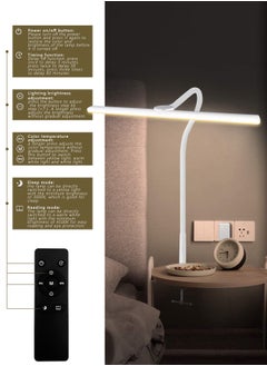 LOOPITYS Desk Lamp with Clamp,3 Color Modes,Flexible Gooseneck Clamp Light, EyeCaring 18W Touch +Remote Control Color Brightness,Timer for Office,Study,2180 LUX Energy Conservation (WHITE)  - Image 2