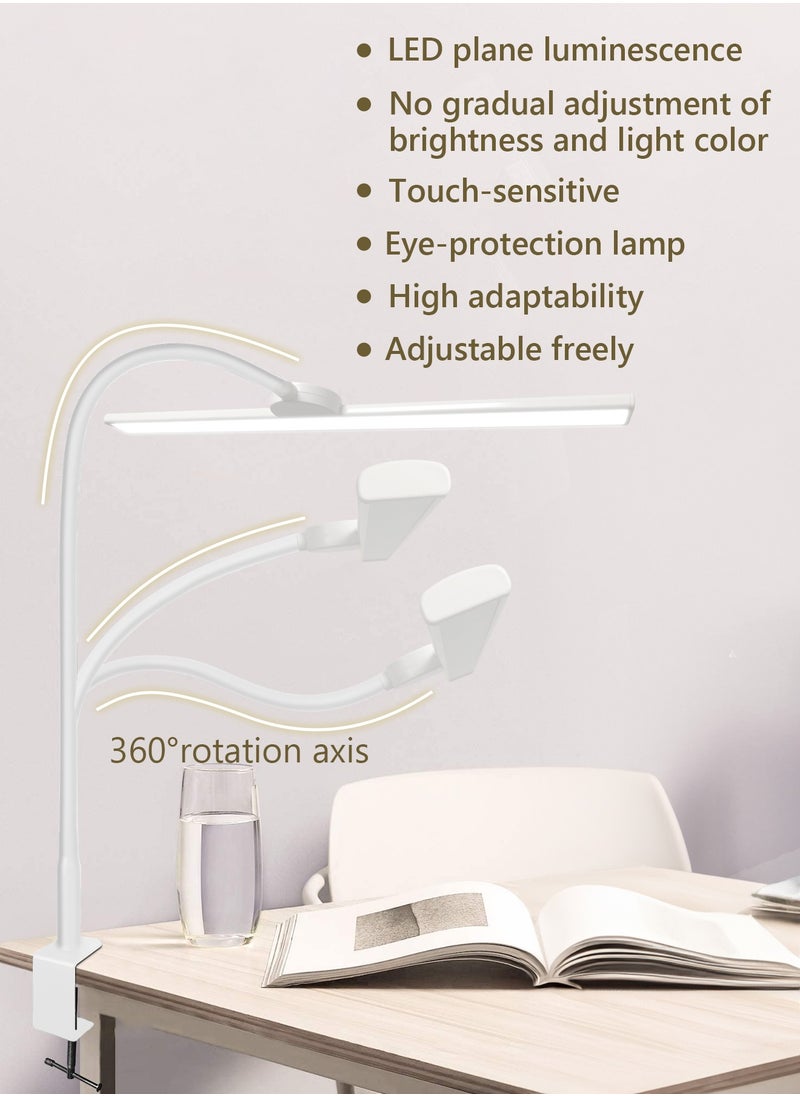 LOOPITYS - Desk Lamp with Clamp,3 Color Modes,Flexible Gooseneck Clamp Light, EyeCaring 18W Touch +Remote Control Color Brightness,Timer for Office,Study,2180 LUX Energy Conservation (WHITE) - Image 1