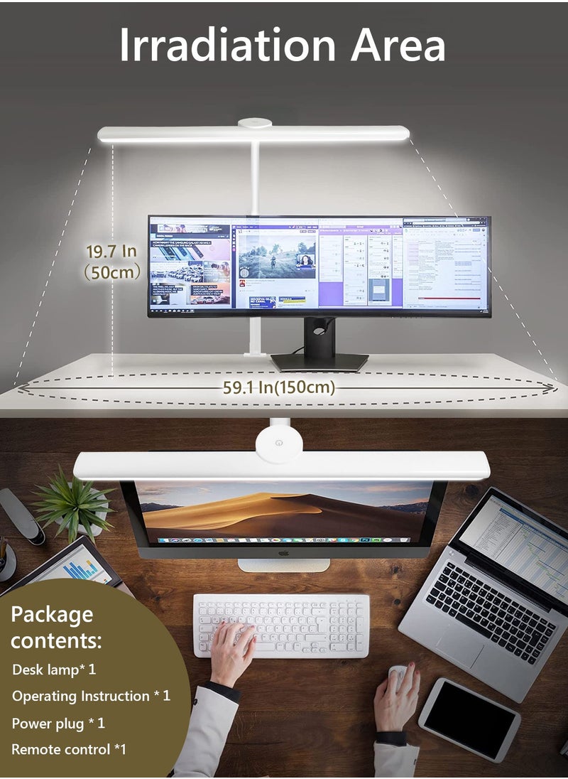 LOOPITYS - Desk Lamp with Clamp,3 Color Modes,Flexible Gooseneck Clamp Light, EyeCaring 18W Touch +Remote Control Color Brightness,Timer for Office,Study,2180 LUX Energy Conservation (WHITE) - Image 1
