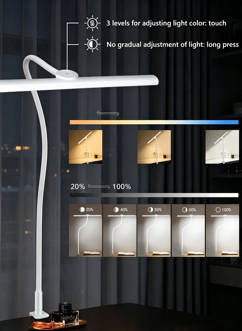 LOOPITYS Clip On LED Desk Lamp with Remote Control, 47cm Long Light Panel, Flexible Gooseneck Arm, 3 Color Modes & Dimmable Brightness, Eye Caring Table Light for Study, Office, Computer Work - Image 3