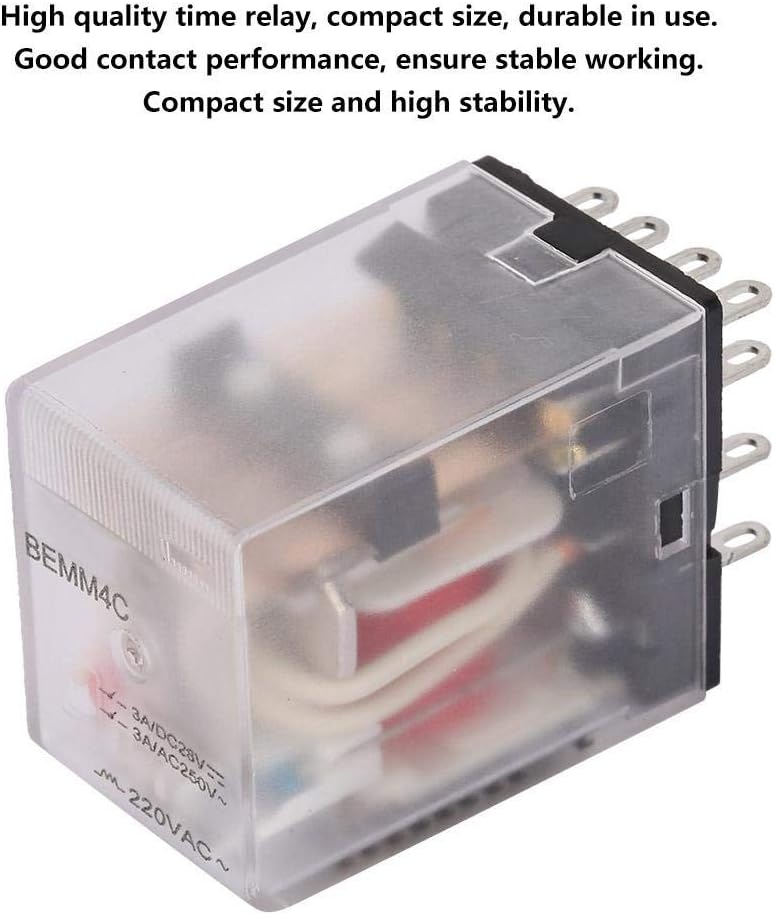 klarako Intermediate Relay, BEMM4C 14 Pin 5A Mini Power Intermediate Relay Electromagnetic Relay with Red Indicator Light (220VAC) - Image 3