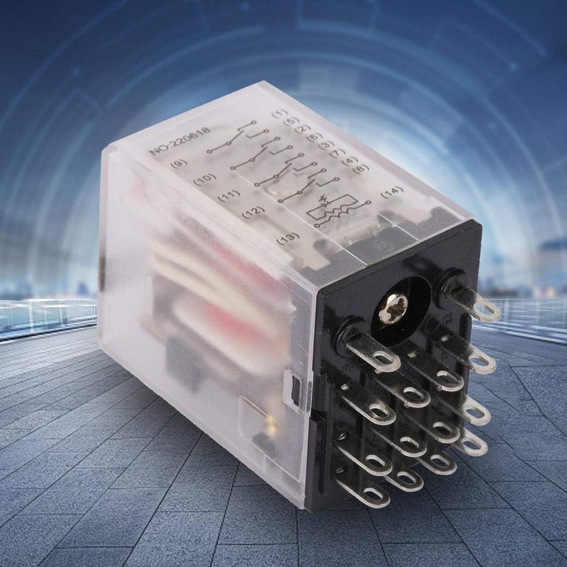 klarako Intermediate Relay, BEMM4C 14 Pin 5A Mini Power Intermediate Relay Electromagnetic Relay with Red Indicator Light (220VAC) - Image 1