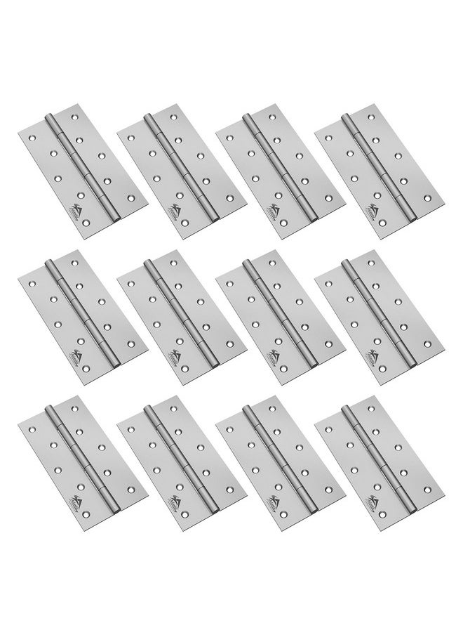 Atlantic Atlantic Door Butt Hinges 5 Inch x 12 Gauge/2.5 MM Thickness, Premium Stainless Steel Welded Head, Matt Finish, Pack of 12 Pcs  - Image 1