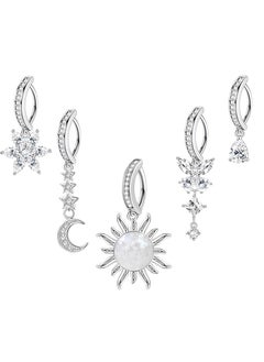 Chillspace 5 Pcs 14G Stainless Steel Belly Button Ring for Women 316L Surgical Steel Butterfly Snake Evil Eye Heart CZ Opal Dangle Belly Button Rings Simple Reverse Navel Rings Body Belly Piercing Jewelry  - Image 1