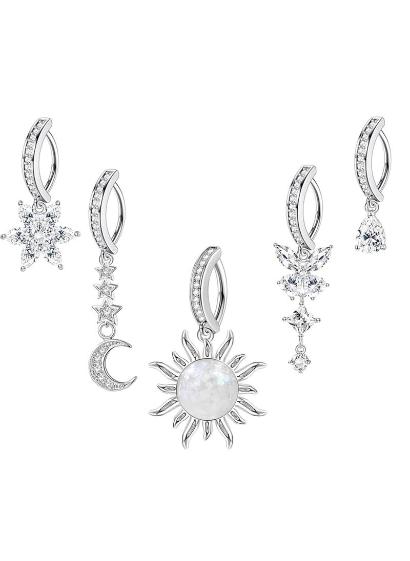 Chillspace 5 Pcs 14G Stainless Steel Belly Button Ring for Women 316L Surgical Steel Butterfly Snake Evil Eye Heart CZ Opal Dangle Belly Button Rings Simple Reverse Navel Rings Body Belly Piercing Jewelry  - Image 1