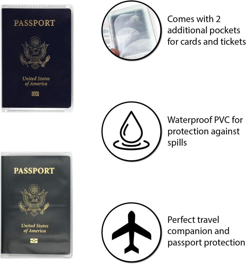Millennial Essentials Frosted Passport Cover Plastic Passport Protector Vinyl ID Card Protector Case Holder Travel Pack of 6 - Image 2