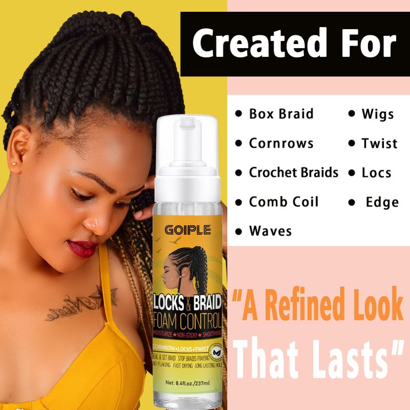 Goiple Braid and Loc Mousse for Hair Braiding, Twists, Braids and Locs - No Flake, Extra Hold, High Shine, Moisturizing, Frizz Control, Lightweight, Easy Application, with Leopard Silky Du-rag - Image 5