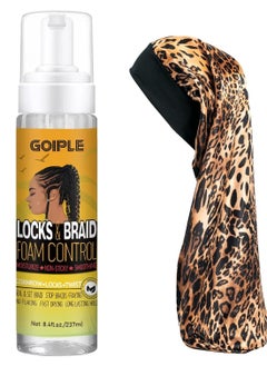 Goiple Braid and Loc Mousse for Hair Braiding, Twists, Braids and Locs - No Flake, Extra Hold, High Shine, Moisturizing, Frizz Control, Lightweight, Easy Application, with Leopard Silky Du-rag  - Image 1