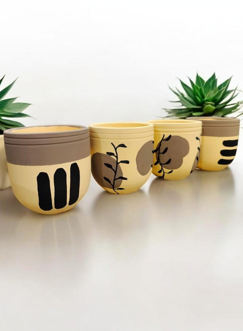 كلور زون بوتري 4 أواني زراعة فخارية - ديكور المكتب وإكسسوارات المطبخ وديكور المنزل - Image 1