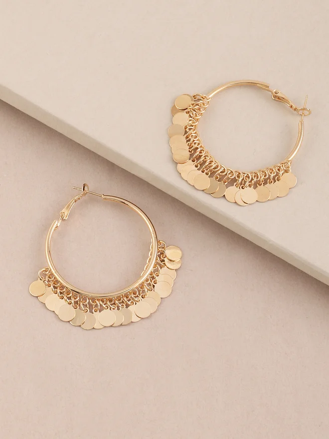 Take Two Take Two Round Tassel Hoop Earrings
