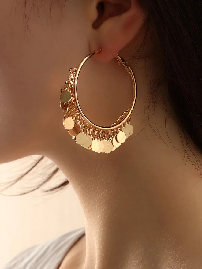 Take Two Take Two Round Tassel Hoop Earrings