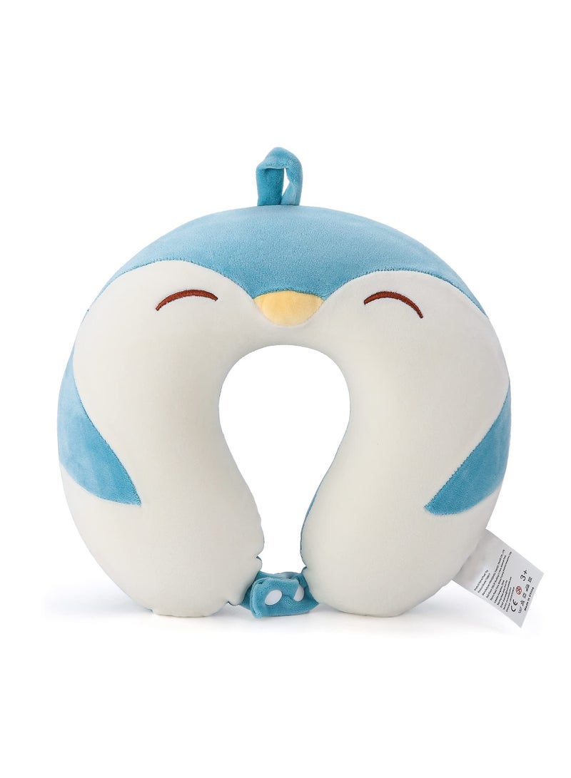 Memory Foam Penguin Travel Pillow Kids Neck Pillow for Traveling Accessory for Airplane Travel Road Trip Neck Chin Support Stops Head from Falling Forward Washable - Image 1