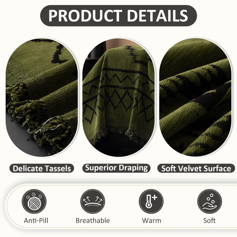 VC Life VClife Bohemian Green Couch Cover for Dog, Non Slip Sectional Sofa Covers Furniture Protector Washable Tribal Pattern Couch Covers for 2 Cushion Couch Sofa, Soft Pet Sofa Slip Cover, Green, 71"X118" - Image 3