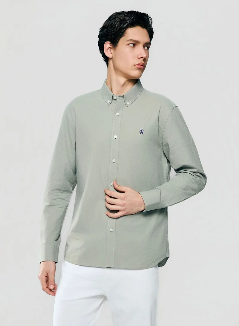 Men’s Cotton Slim Oxford Shirt with Embroidery