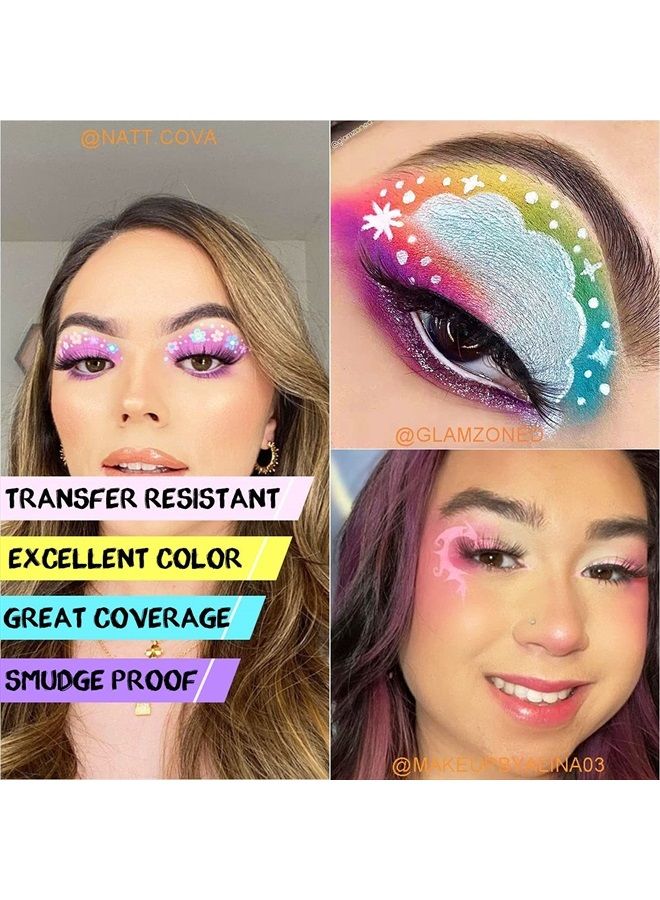 Bowitzki 50g Pastel Color Split Cake Water Activated eyeliner UV Glow Graphic eye liner Hydra Liner Rainbow Face Body Paint Makeup - Image 2