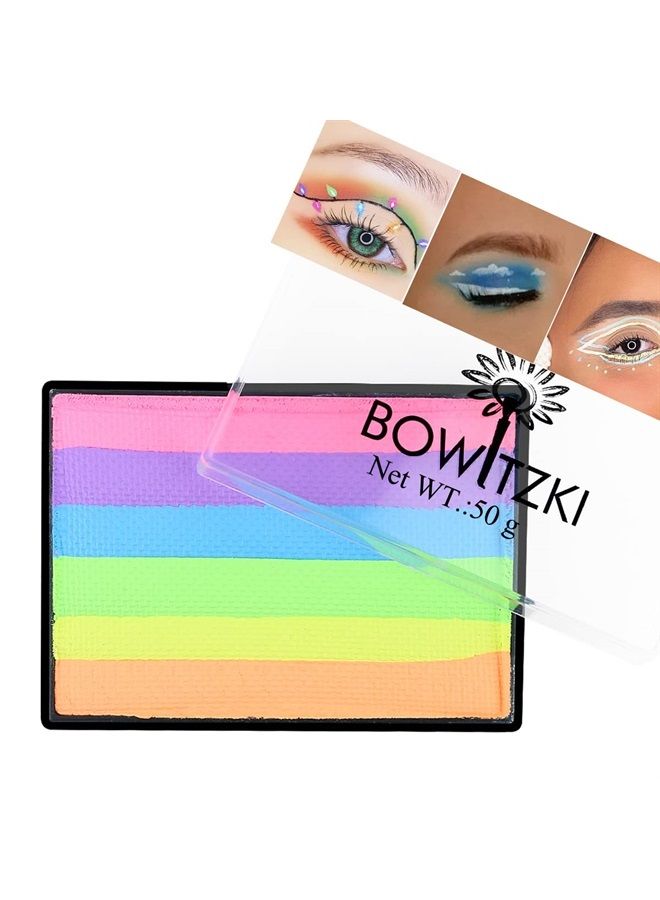 Bowitzki 50g Pastel Color Split Cake Water Activated eyeliner UV Glow Graphic eye liner Hydra Liner Rainbow Face Body Paint Makeup - Image 1