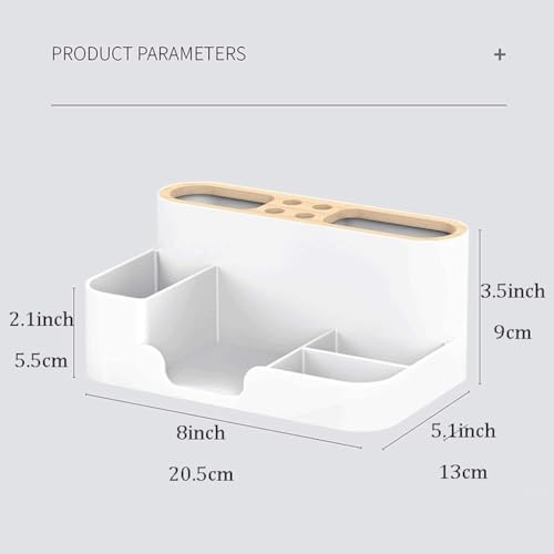 INKULTURE Office Desk Organiser, Pen Holder, Multifunctional Storage Organizer With 6 Sorting Compartments for Pens, Mobile Phone, Sticky Notes, Business Card, Remote Control | White | Pack of 01 - Image 4