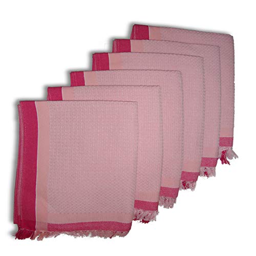 Athom Trendz Athom Living Light Weight Cotton Premium Waffle Border Bath Towel 75x150 cm Pack of 6 Multi20 - Image 1