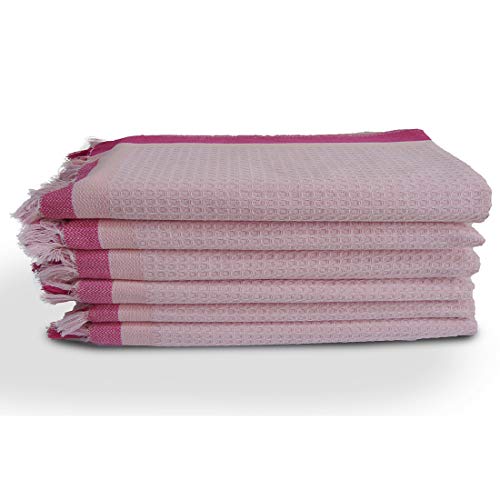 Athom Trendz Athom Living Light Weight Cotton Premium Waffle Border Bath Towel 75x150 cm Pack of 6 Multi20 - Image 2