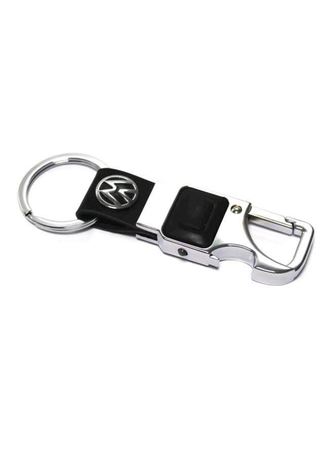 NIBEMINENT Auto Car Keychain Black Leather With Carabiner Metal Hook Lock , Volkswagen