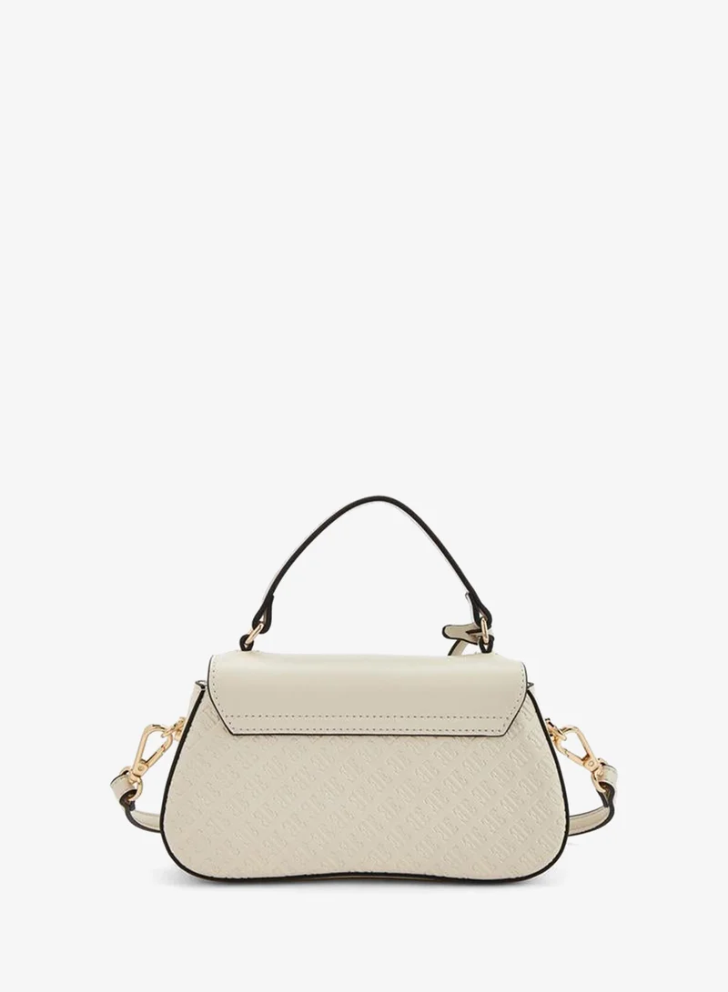 Elle IVORY Monogram Embossed Satchel Bag With Detachable Strap for Women | Best Price UAE