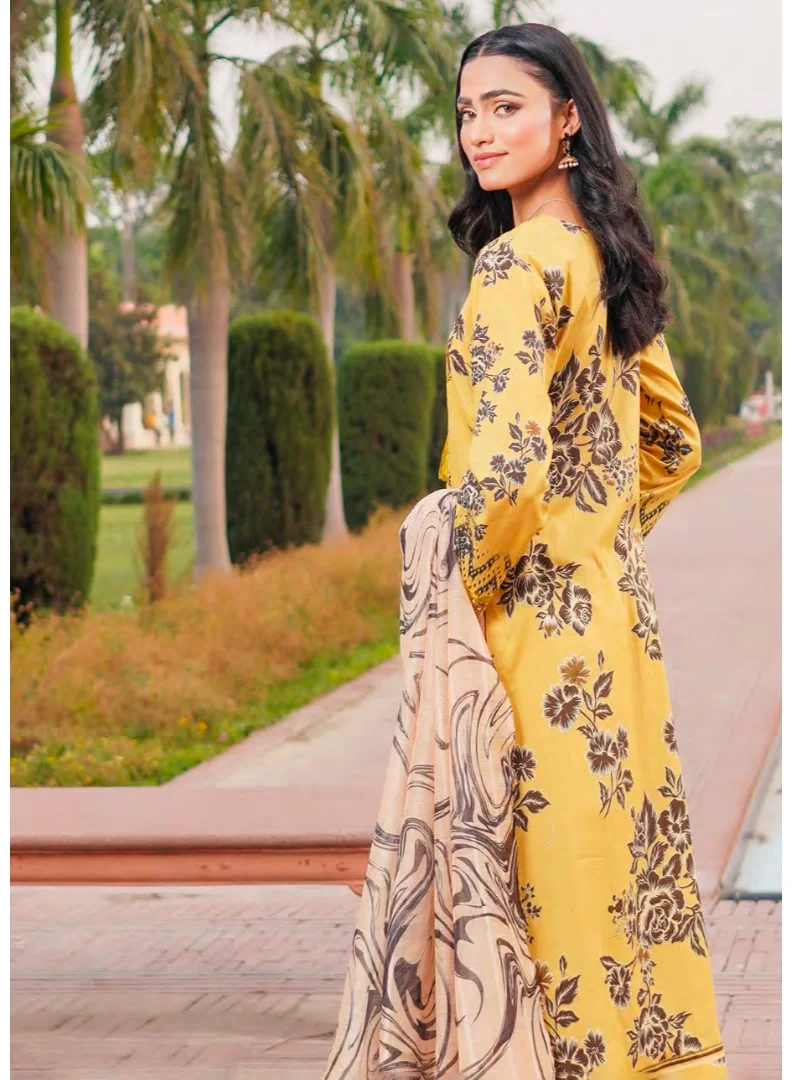 Zaha Dxb  Mustard Embroidered Salwar Kameez Set | Cotton Ethnic Wear for Women for Women | Best Price UAE