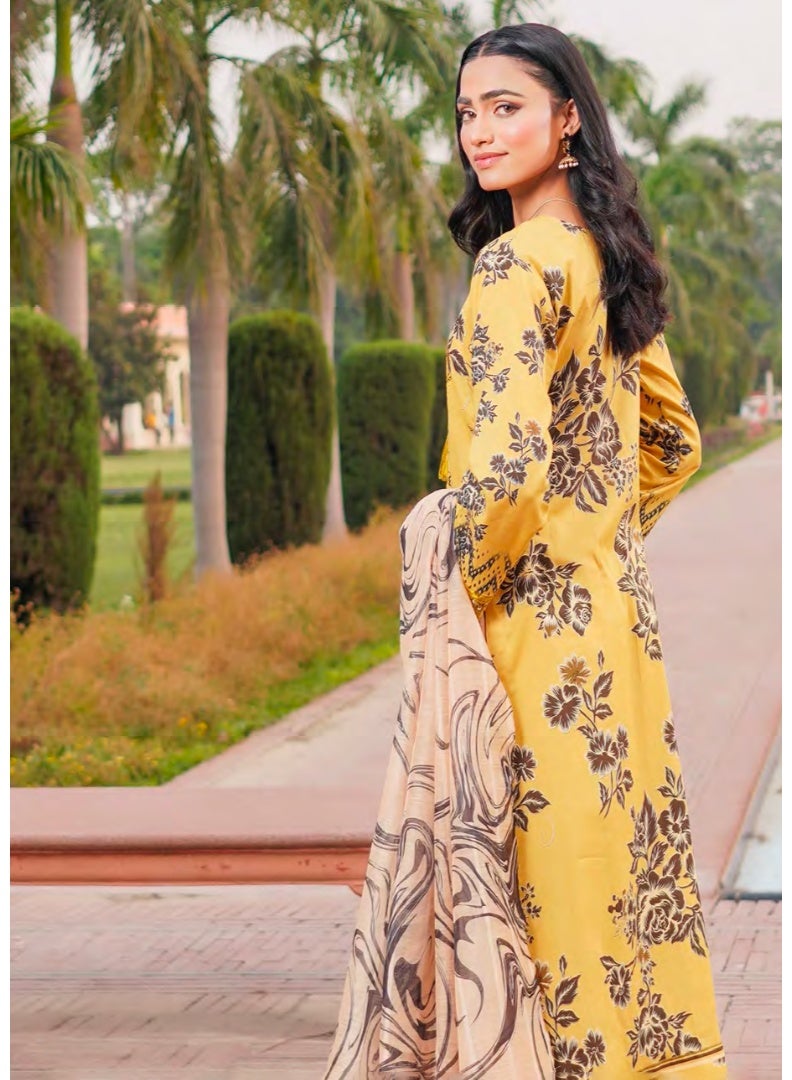 zaha dxb Mustard Embroidered Salwar Kameez Set | Cotton Ethnic Wear for Women - Image 4