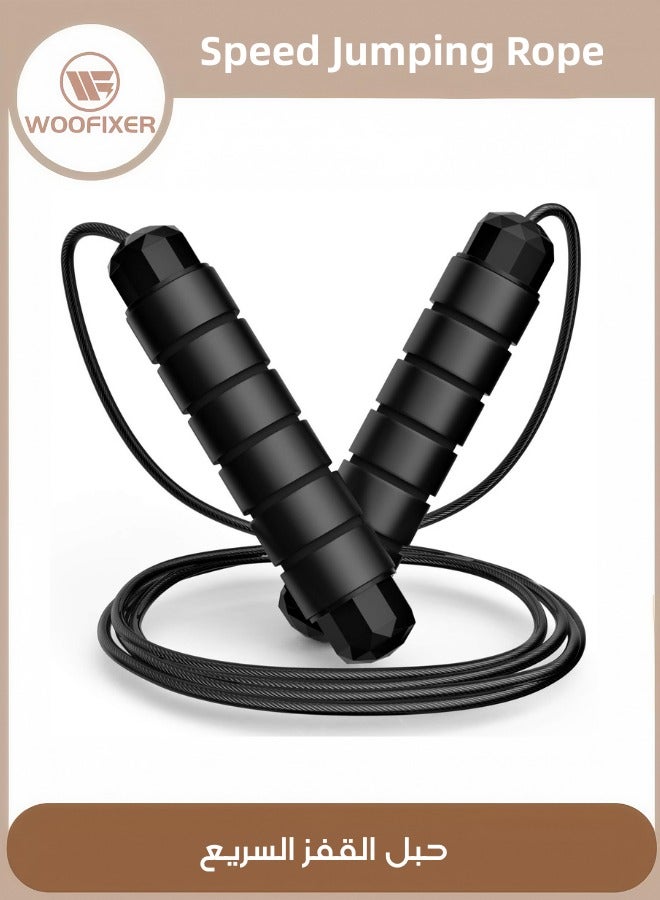 ووفيكسر حبل قفز، كابل حبل قفز سريع خالٍ من التشابك مع محامل كروية للنساء والرجال والأطفال، حبل قفز فولاذي قابل للتعديل مع مقابض إسفنجية لتمارين اللياقة البدنية في صالة الألعاب الرياضية المنزلية والجسم النحيف - Image 1