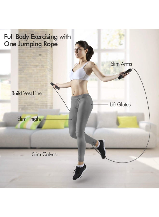 ووفيكسر حبل قفز، كابل حبل قفز سريع خالٍ من التشابك مع محامل كروية للنساء والرجال والأطفال، حبل قفز فولاذي قابل للتعديل مع مقابض إسفنجية لتمارين اللياقة البدنية في صالة الألعاب الرياضية المنزلية والجسم النحيف - Image 5