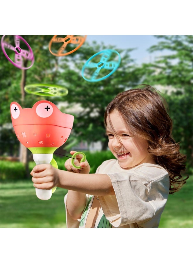 Halamodo 2 PCS سحب اليد قرص الطيران اللعب، في الهواء الطلق الدوارة LED التوهج أفضل ألعاب بوي، مع 12 الصحن الطائر، الألعاب الخارجية للأطفال، لعبة التقاط يدوية، لعبة مطاردة الطفل للأولاد والبنات، ألعاب الأسرة المرح في الهواء الطلق، الأصفر/الأحمر، 14*23 سم - Image 3