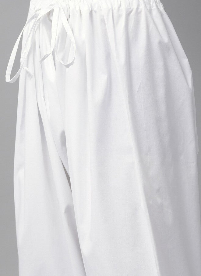 see designs Embroidered White Cotton Kurta with Salwar for Men - Image 3