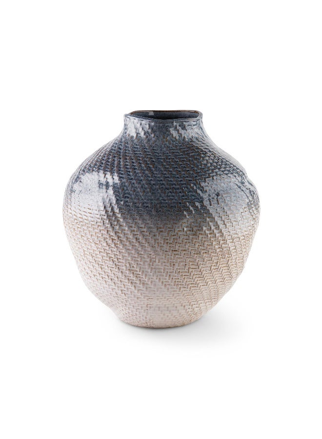 Pan Home Gloria Textured Stoneware Vase 36.5x36x38.2cm- Blue - Image 1