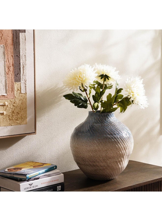 Pan Home Gloria Textured Stoneware Vase 36.5x36x38.2cm- Blue - Image 2