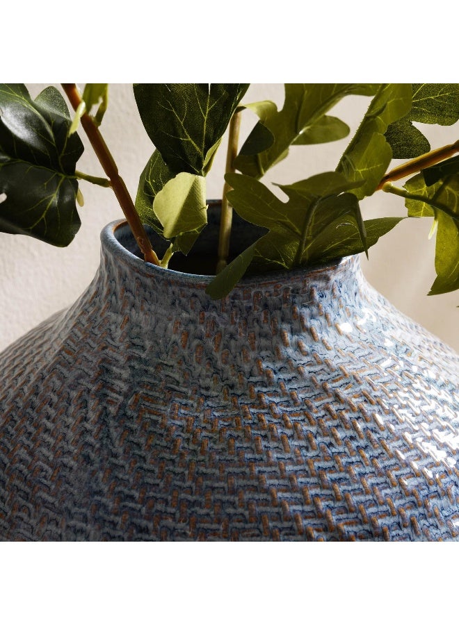 Pan Home Gloria Textured Stoneware Vase 36.5x36x38.2cm- Blue - Image 3