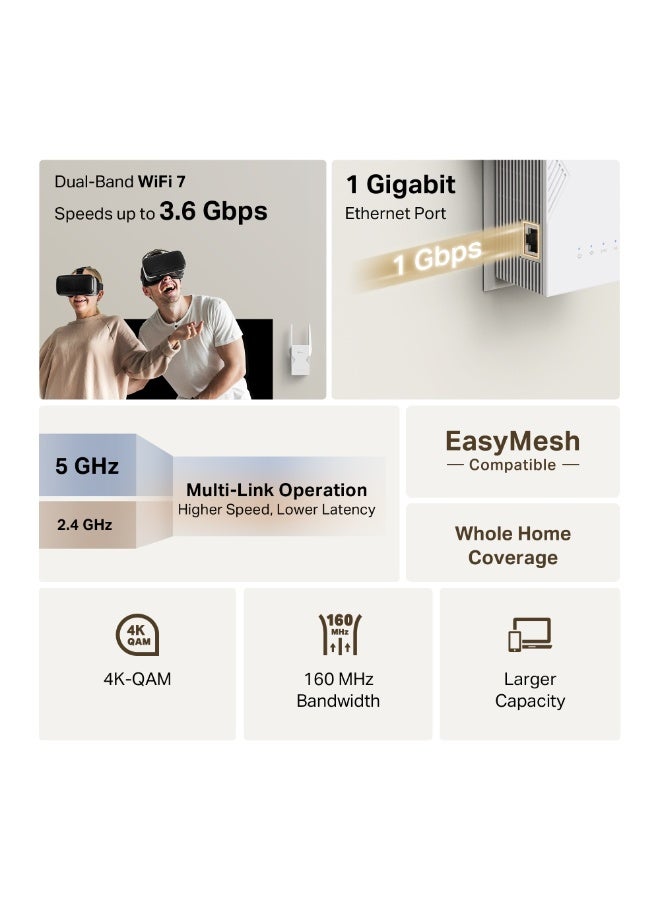 Tp-link Tl RE225BE  BE3600 Dual-Band Wi-Fi 7 Range Extender - Image 3