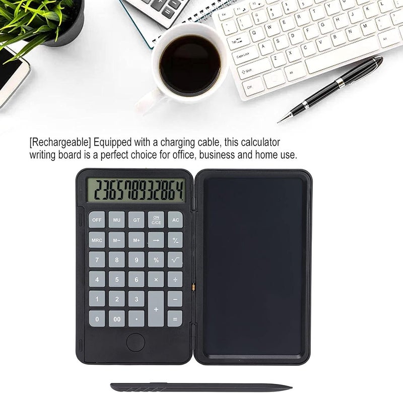 Scientific Calculator, Rechargeable with 6.5 Inch LCD Display and Writing Pad Notepad, Portable Desk Calculator for Office, Business, Home Use (Black) - Image 2