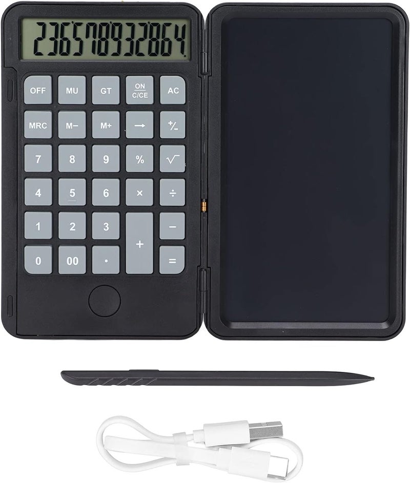Scientific Calculator, Rechargeable with 6.5 Inch LCD Display and Writing Pad Notepad, Portable Desk Calculator for Office, Business, Home Use (Black) - Image 5