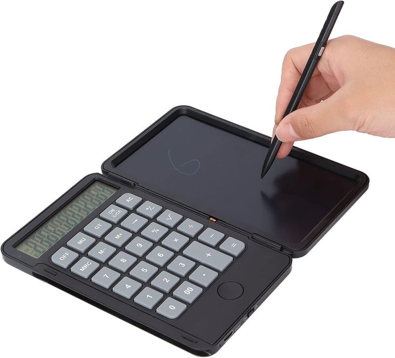 Scientific Calculator, Rechargeable with 6.5 Inch LCD Display and Writing Pad Notepad, Portable Desk Calculator for Office, Business, Home Use (Black) - Image 1