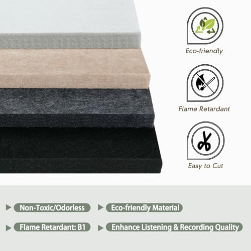 TroyStudio Thickened Acoustic Panels, 16 x 12 x 0.5 Inches Pack of 6 Felt Wall Decor Tiles Sound Absorbing Board, Noise Reverb Echo Dampening Soundproof Padding for Door Music Recording Home Studio - Image 4