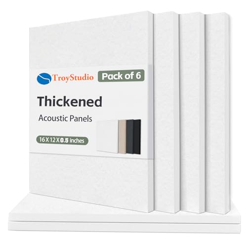 TroyStudio Thickened Acoustic Panels, 16 x 12 x 0.5 Inches Pack of 6 Felt Wall Decor Tiles Sound Absorbing Board, Noise Reverb Echo Dampening Soundproof Padding for Door Music Recording Home Studio - Image 1